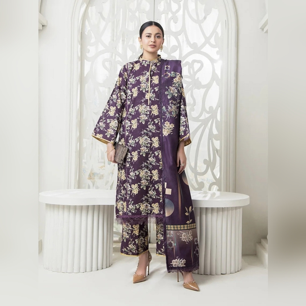 Ally’s Original Forbidden Flowers Khaddar Winter 3-Piece Suit – XL XXL